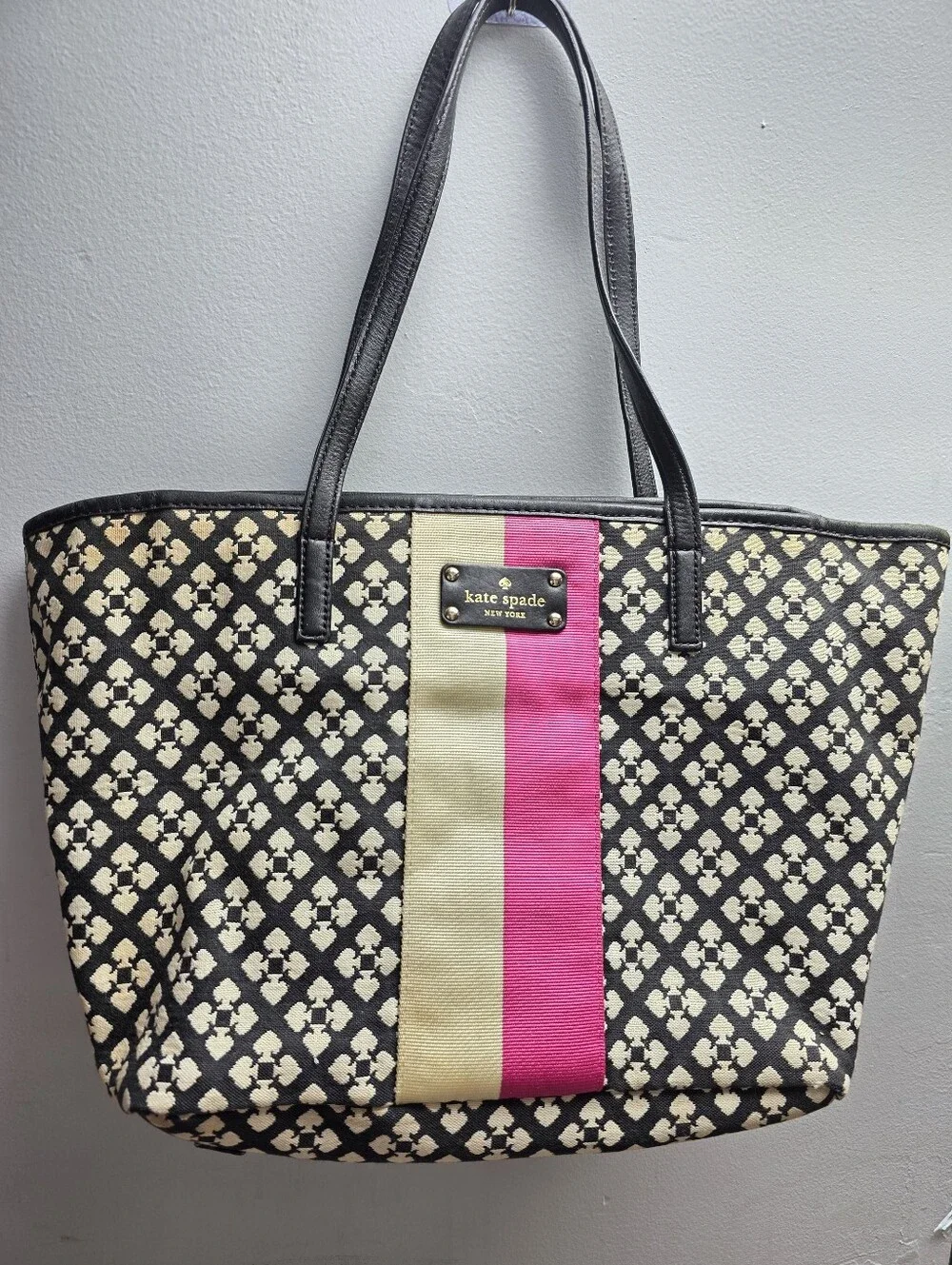 kate spade Black, Cream & Pink Patterned Tote